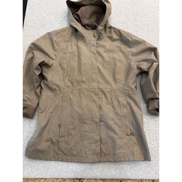 Eddie Bauer Women’s Hooded Rain Jacket / Windbreaker – Size Large (Taupe) - Picture 3 of 11